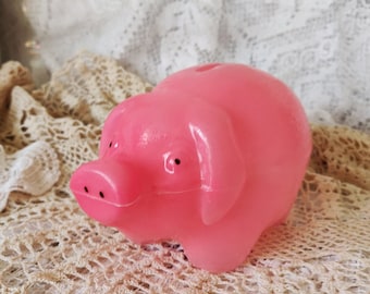 Vintage Blow Mold Plastic Piggy Bank, Collectible Money Bank, Mid Century Modern Piggy Money Bank, Kitsch Pig Money Bank, Pink Pig Bank