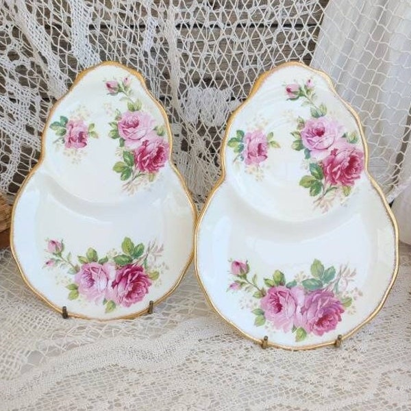 Vintage Royal Albert American Beauty Snack Tennis Plate, Bone China England, Pink Roses Saucer, Pink Roses Candy Dish, Collectible China