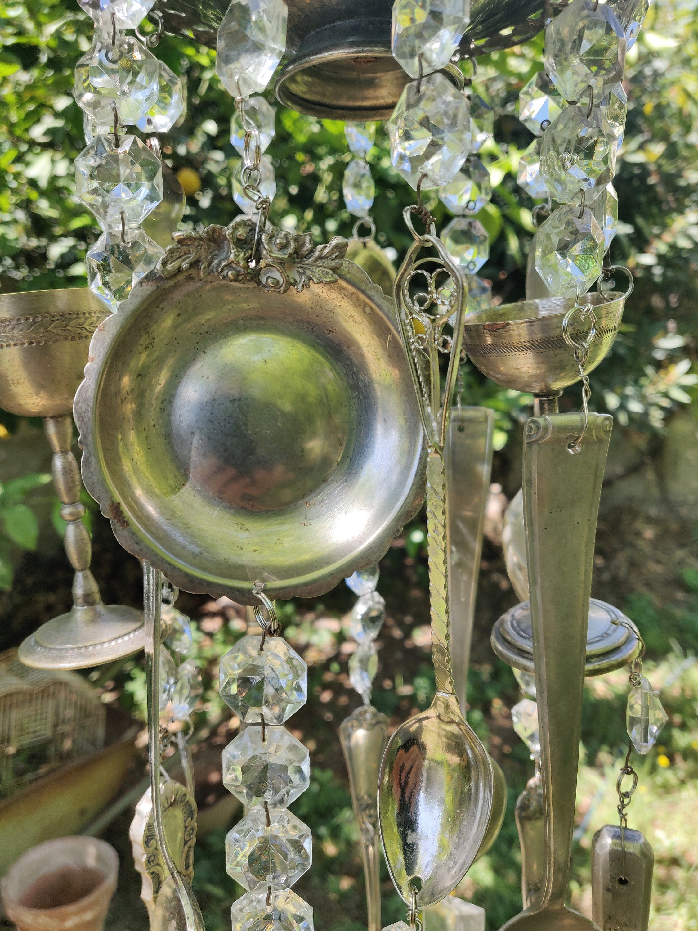 Wind Chime, Upcycled Windchime, Suncatcher, Crystal Sun Catcher, Garden ...