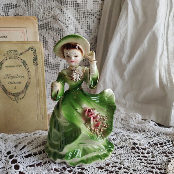 Porzellan Dame Statue Figur, Vintage irische Dame In Grün Kleid Figur, Sammler Figur, viktorianische Dame Figur, Geschenk für Mama