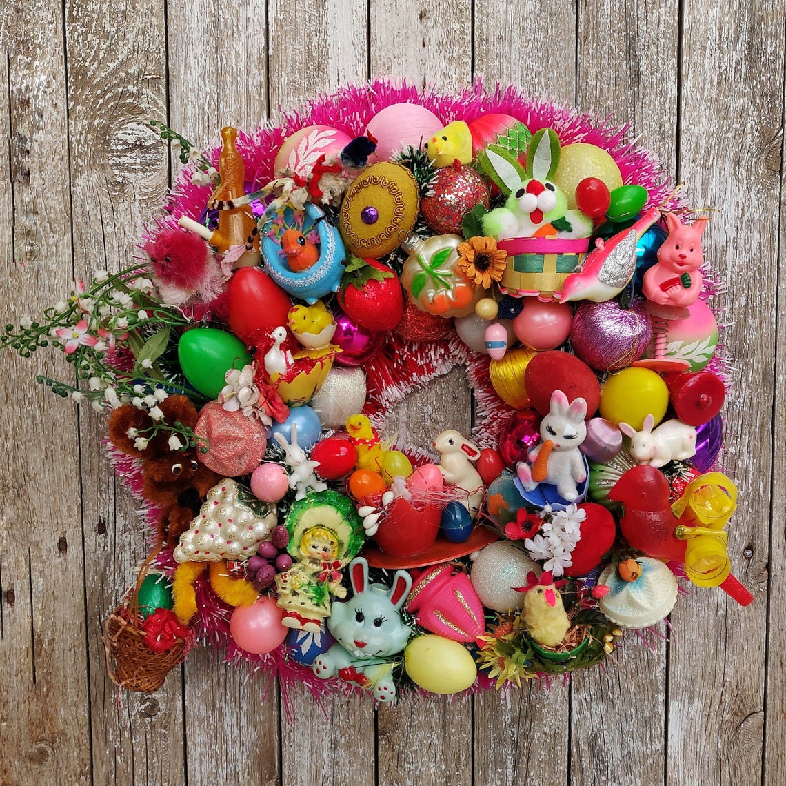 Easter Bunny Wreaths Front Door Vintage Easter Decorations Etsy