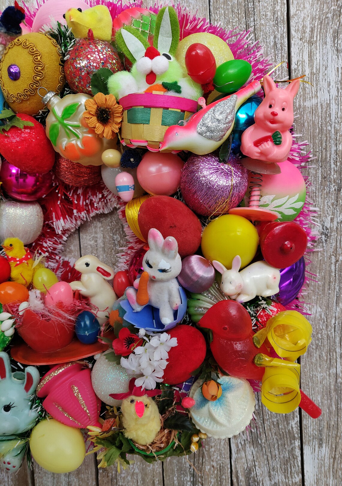 Easter Bunny Wreaths Front Door Vintage Easter Decorations Etsy