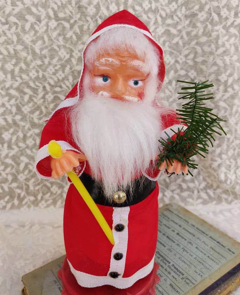 Vintage Santa Claus Doll, Mid Century Collectible Santa Figurine, Vintage Christmas Decorations, Antique Retro Christmas Ornaments Decor image 2