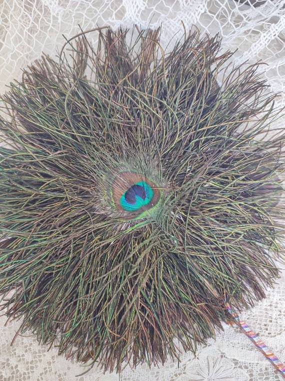 Awanáánaakii Large Peacock-Parrot Feather Fan