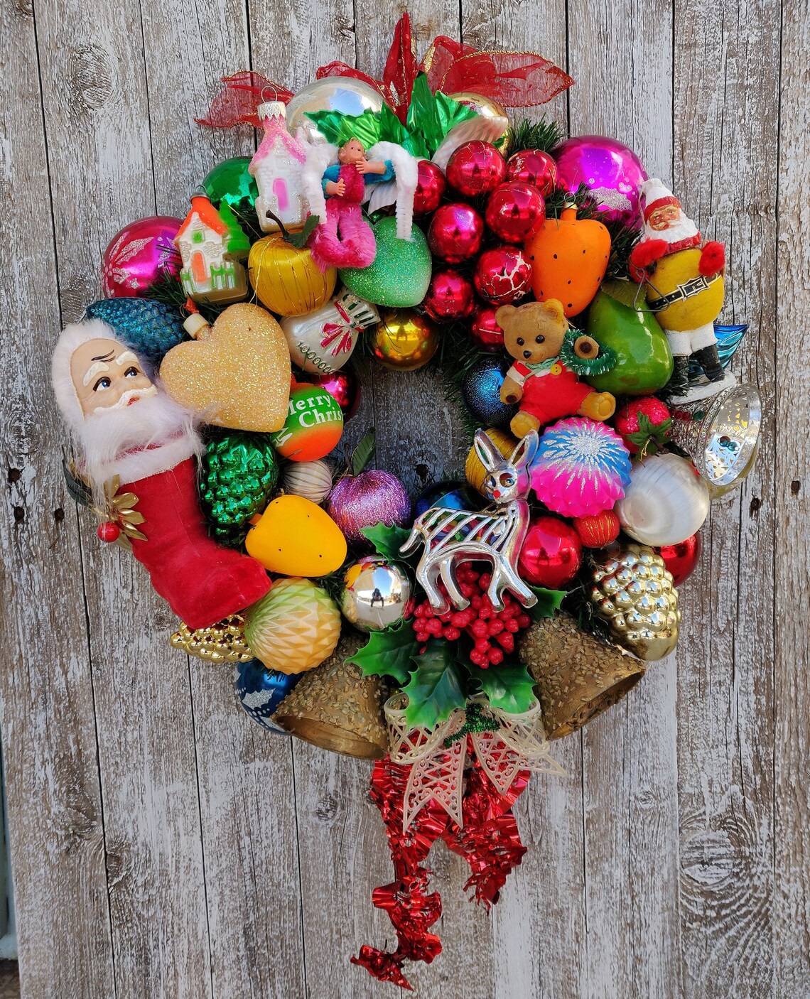 Christmas Wreaths for Front Door Vintage Ornament Wreath image 1