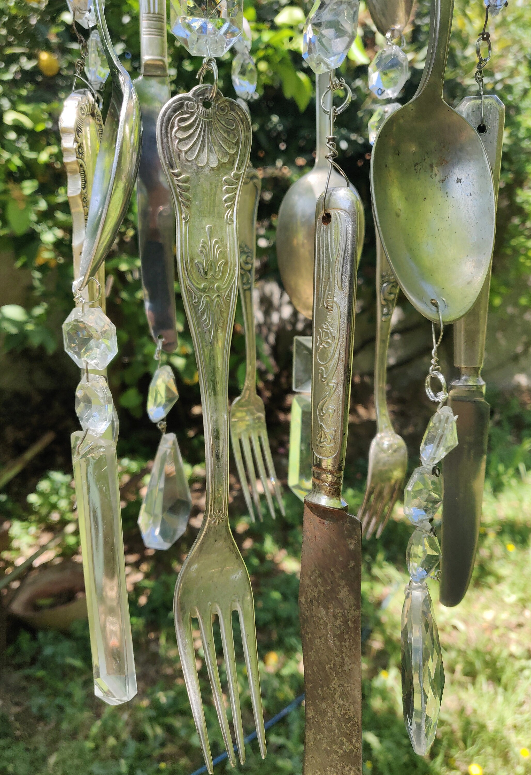 Wind Chime, Upcycled Windchime, Suncatcher, Crystal Sun Catcher, Garden ...