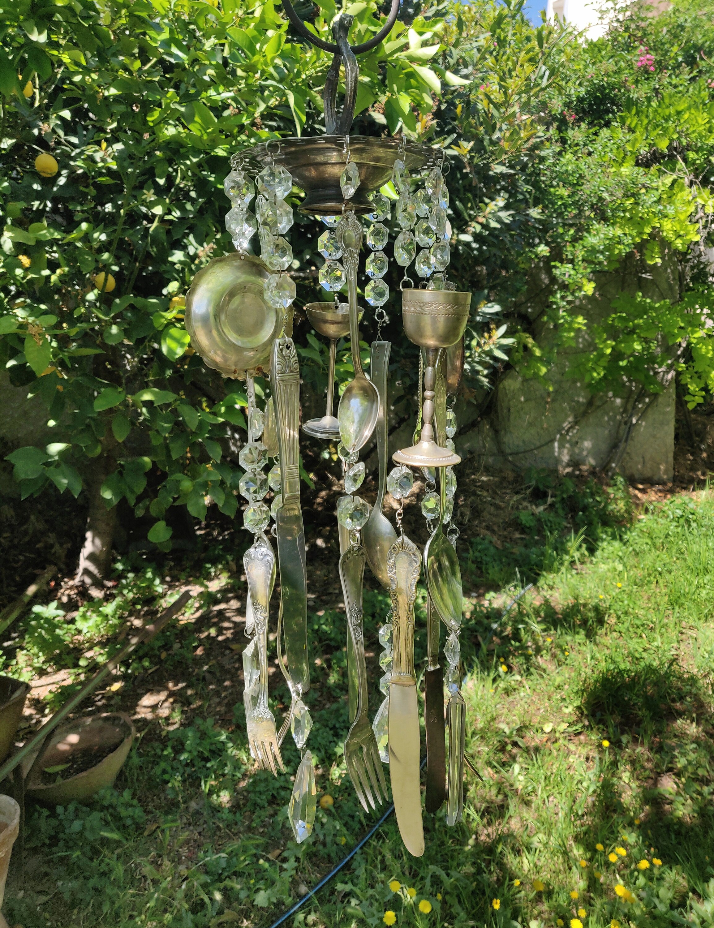 Wind Chime, Upcycled Windchime, Suncatcher, Crystal Sun Catcher, Garden ...