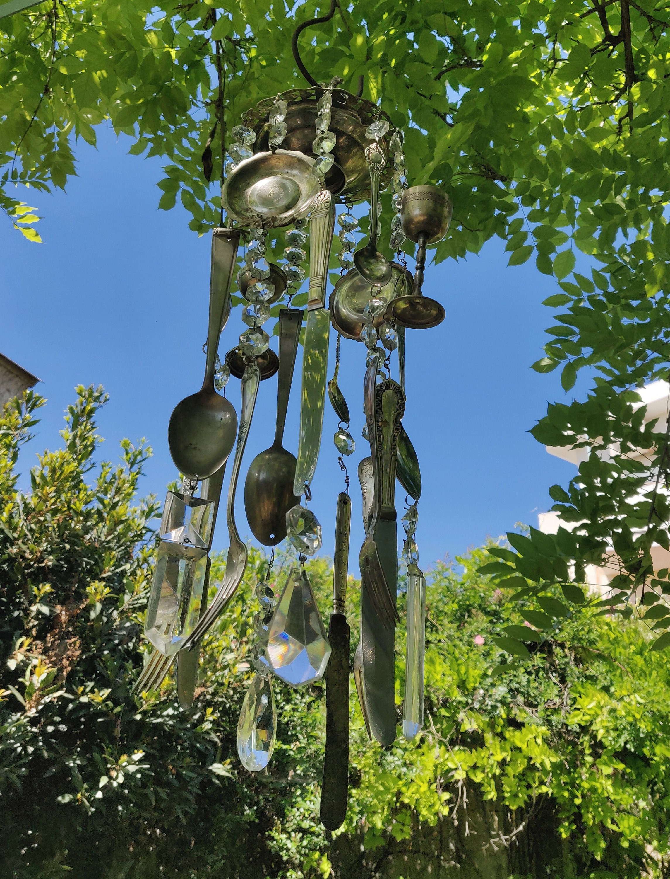Wind Chime, Upcycled Windchime, Suncatcher, Crystal Sun Catcher, Garden ...