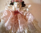 Angel Ornament, Christmas Tree Ornament, Angel Decor, Pink Christmas, Shabby Christmas Decor, Victorian Christmas Ornament, Christmas Decor