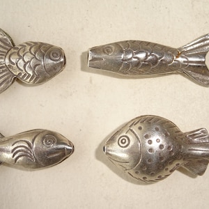 A Choice of Four 925 Sterling Silver Fish Beads