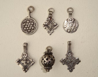 Choice of 6 Little Hand-Made Antique Silver Pendants or Charms