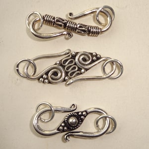 Handmade Sterling Silver &#39;S&#39; Clasp with Filigree: Necklace Closure