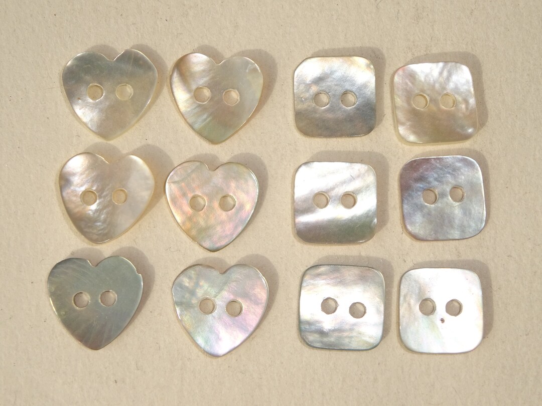 Heart & Square Shell Buttons: Mother of Pearl, Pack of 100 - Etsy