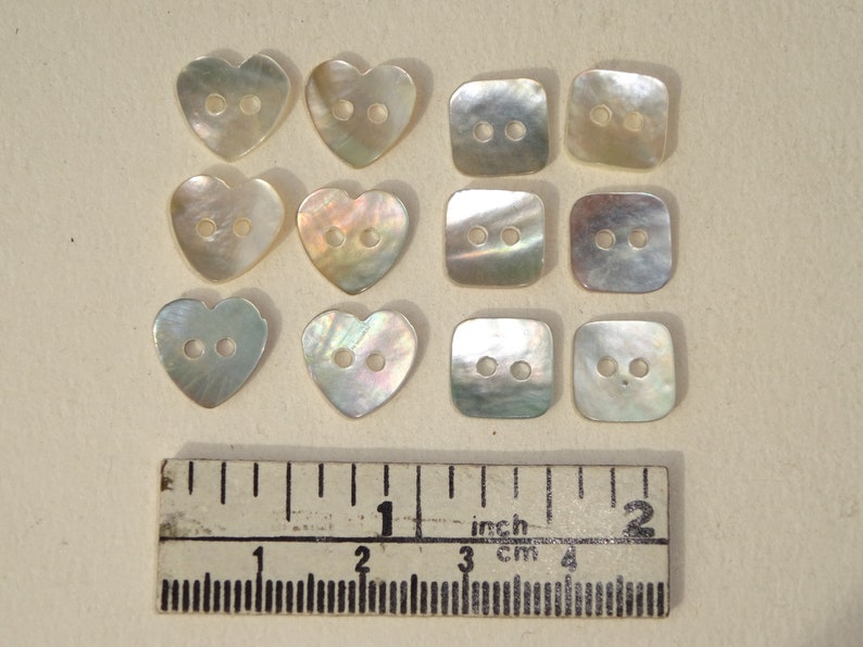 Heart & Square Shell Buttons: Mother of Pearl, Pack of 100 - Etsy