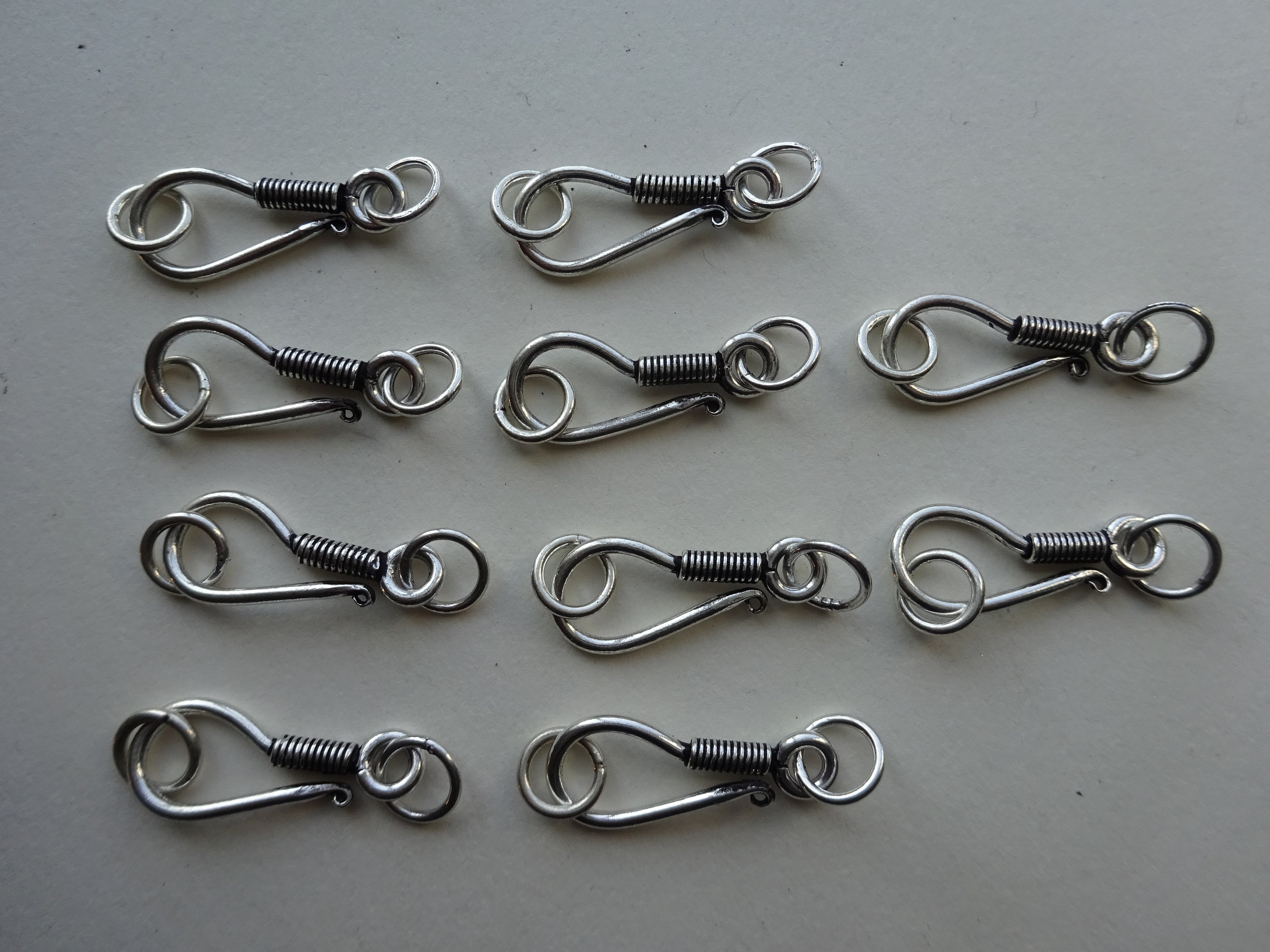 Large 925 Silver Hook Necklace Clasp with Two Soldered Rings Etsy