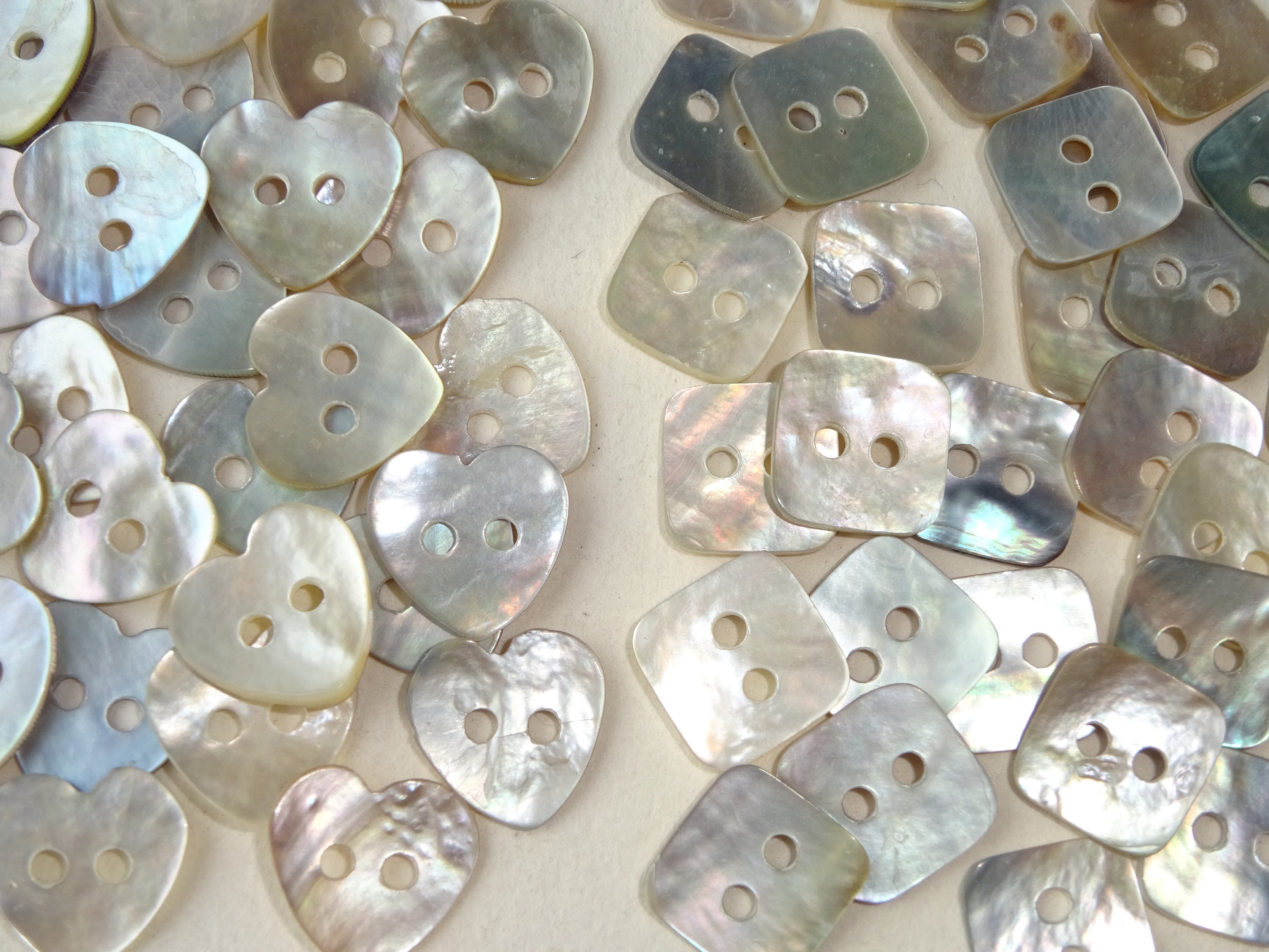 Heart & Square Shell Buttons: Mother of Pearl, Pack of 100 - Etsy