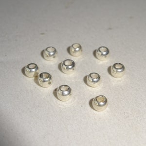 20 Stück 925 Sterling Silber kleine 3mm Perlen/Spacer mit großem Loch