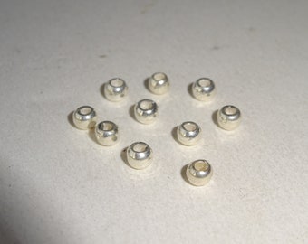 10 Stück 925 Sterling Silber Kleine 3mm Perle/Spacer mit großem Loch