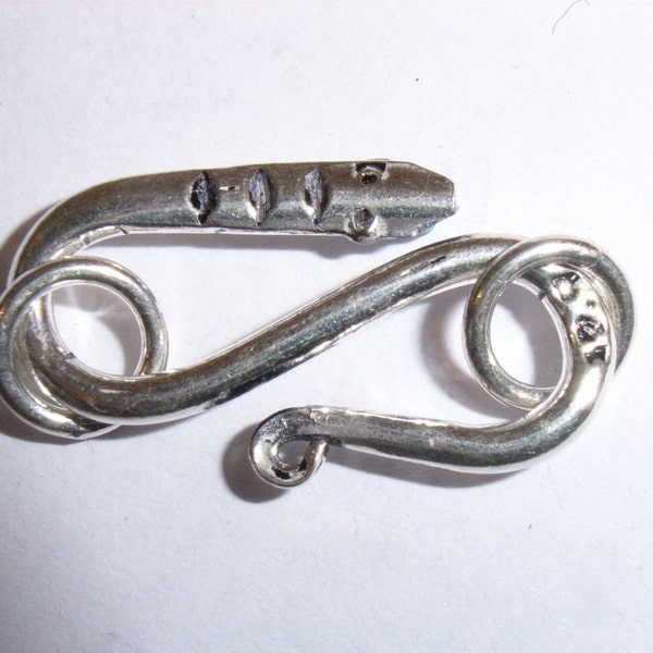 Sterling silver Snake ‘S’ Necklace Clasp with Two Soldered Silver Jump Rings