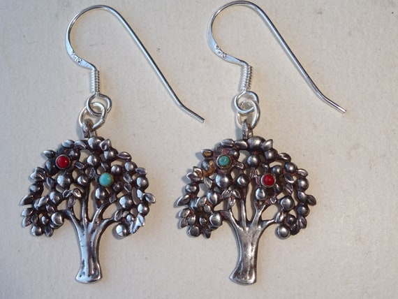 Vintage Sterling Silver Tree of Knowledge Dangle … - image 1