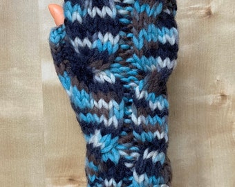 Short Fingerless Gloves in Many-coloured/ Arm Warmers / Fingerless Mittens