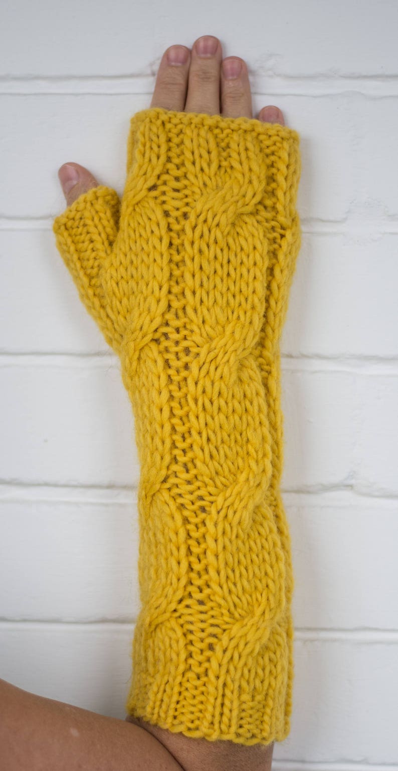 Fingerless Gloves in Yellow / Arm Warmers / Fingerless Mittens Etsy
