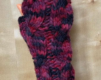 Short Fingerless Gloves in Many-coloured/ Arm Warmers / Fingerless Mittens