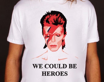 David bowie t-shirt, tank top, top crop, music tee, music t-shirt, thunder tee,  100% cotton, made in Italy