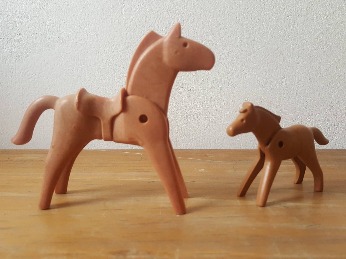 Playmobil Geobra 1974 Pair of Horses Mare and Foal Original Etsy