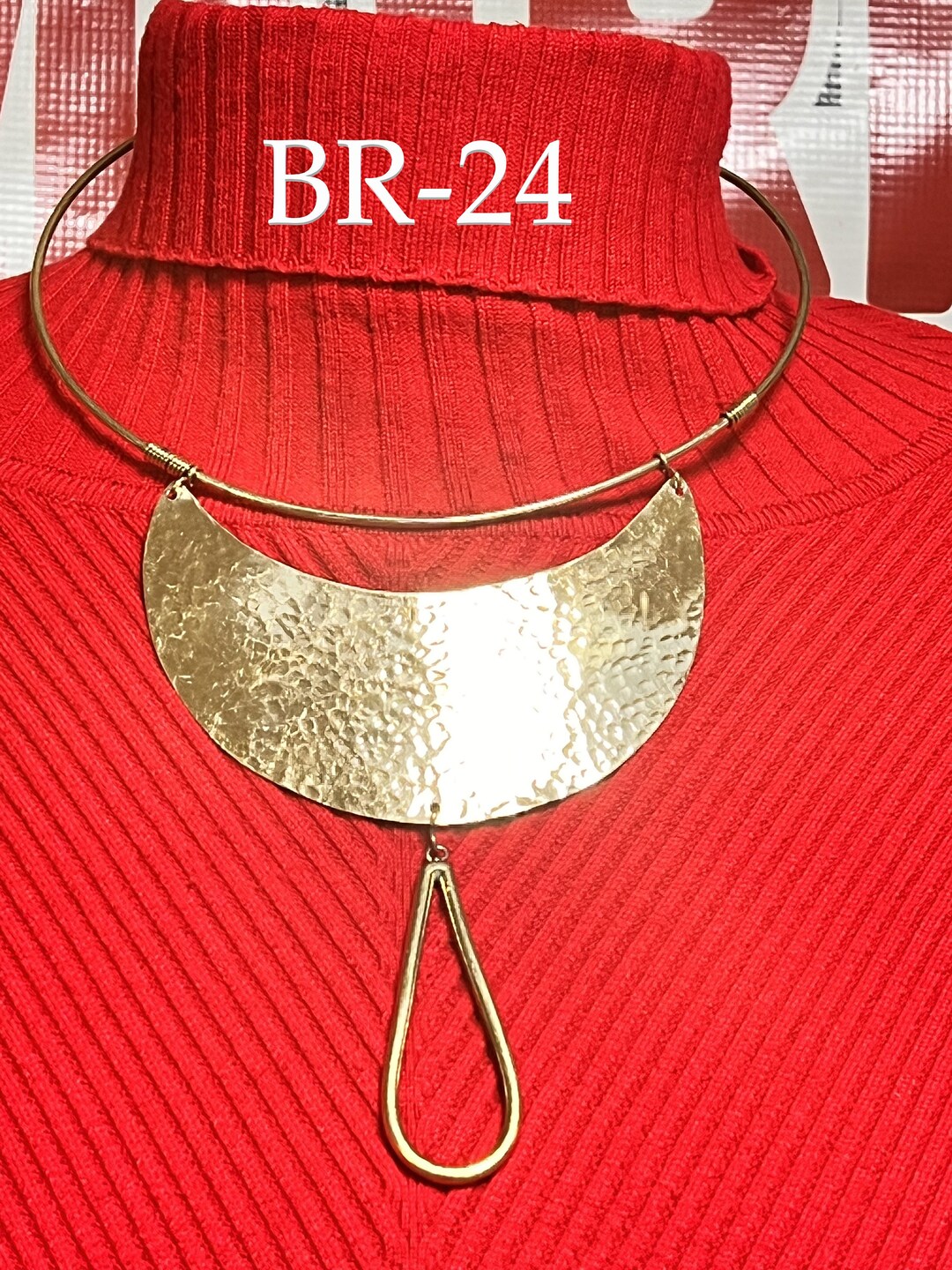 Brass Hammered Kenyan Necklace Etsy