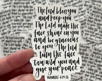 The Blessing Numbers 6:24-26 Bible Verse Vinyl Sticker || Christian Decal, Water Bottle Sticker, Laptop Sticker