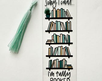 I'm Booked Bookcase Clear Acrylic Bookmark | Book Club Gift