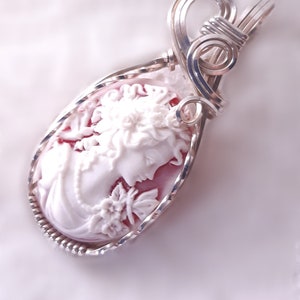Grecian Goddess Butterfly Resin Cameo Pendant .925 Sterling Silver Jewelry
