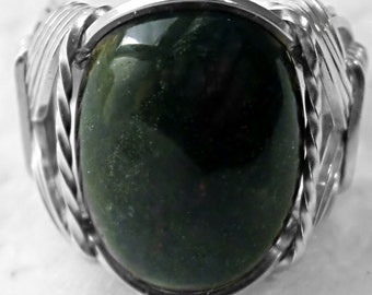 Mystic Bloodstone Ring Sterling Silver Mens or Ladies Art Jewelry HGJ