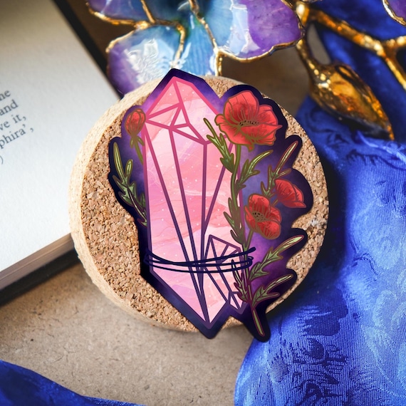 Taurus Crystal sticker, pink sticker, pastel goth sticker, witchy sticker, crystal witch sticker, pinnk crystal sticker,by bones and gardens