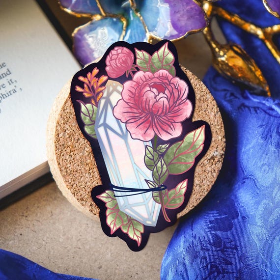 Libra Crystal sticker, pink crystal, pastel goth sticker, witchy sticker, crystal witch sticker,pink crystal sticker, by bones and gardens