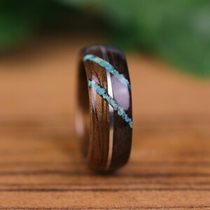 Wooden ring, Mahogany, Silver 925, Chrysocolla, Rosewood Indies, wooden wedding ring, engagement ring, wooden ring