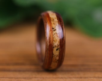 Wooden ring, Cork, Wooden wedding ring, Purple and cork wood cork ring, designer ring, exclusive ring