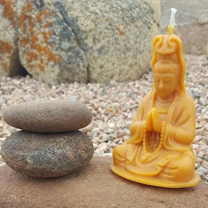 Pure Beeswax Quan Yin Candle, Candle, Candles, Handmade, Goddess Beeswax Candle