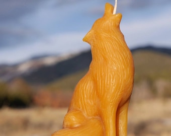 100% Beeswax Candle, Coyote, Natural, Hand Made