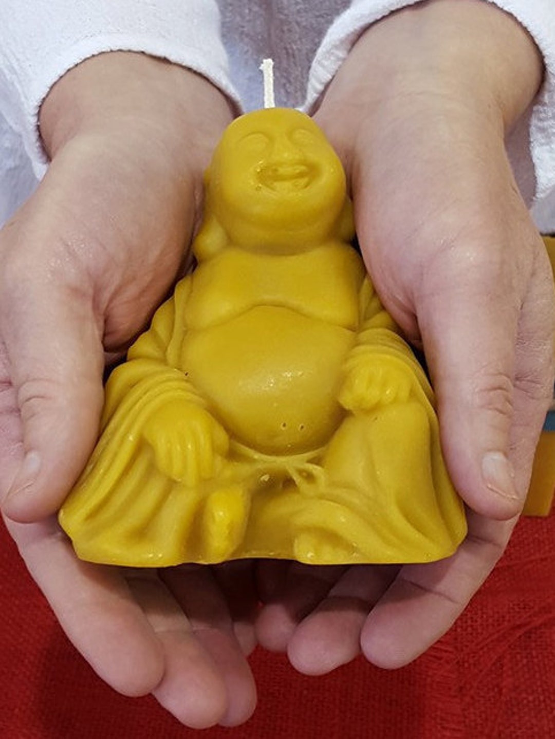 Happy Buddha Buddha Candle Buddha Beeswax Candle Natural Etsy