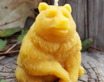 Sitting Bear Beeswax Candle, Beeswax Candle, Candle, Bear Candle