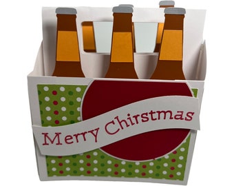 Christmas Beers and Cheers Six Pack Pop-Up Unique Handmade Best Greeting Card
