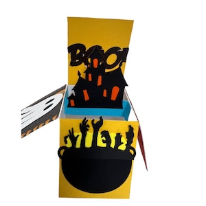 Halloween Scary Monster, Haunted House, Witch3D Pop-Up Greeting Card