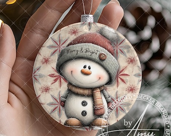 Niedliche Schneemann Ornament PNG - Frohe & helle Feiertage Clipart - Winter Schneemann Sublimation Digitales Design für Tassen, Shirts, Geschenke