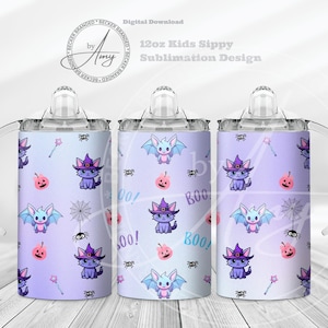 Kid's Pastel Halloween 12oz Sippy Cup Sublimation Designs Digital Download, 12oz Tumbler Wrap PNG JPG Cute Sippy Cup Wrap, Kids Water Bottle