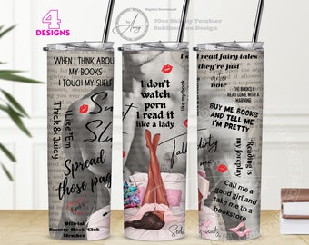 Smut Book Reader 20oz Skinny Straight Tumbler Adult Reading Sublimation Designs Tumbler Digital Download Tumbler Wrap, 4 PNG Designs