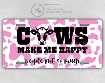 Funny Cow License Plate Sublimation Design, Instant Digital Download PNG, Cute Cow Car License Plate Design, Sassy License Plate