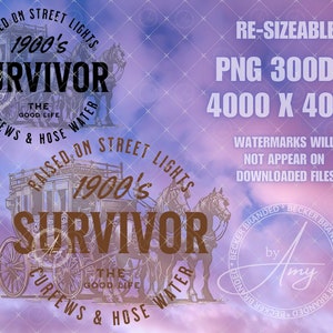 May include: A digital illustration of a vintage stagecoach with horses, set against a purple and blue cloudy sky. The text "Raised on Street Lights 1900's Survivor The Good Life Curfews & Hose Water" is displayed around the stagecoach.