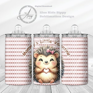 Bambini Mommys Little Valentine 12 once Sippy Cup sublimazione disegni Download digitale 12 once Tumbler Wrap PNG carino Sippy Cup Wrap bambini bottiglia d'acqua